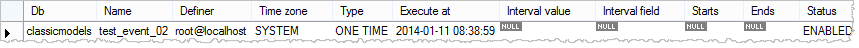 mysql event list