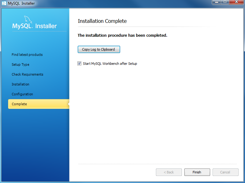 Install MySQL Step 9 - Installation Completes