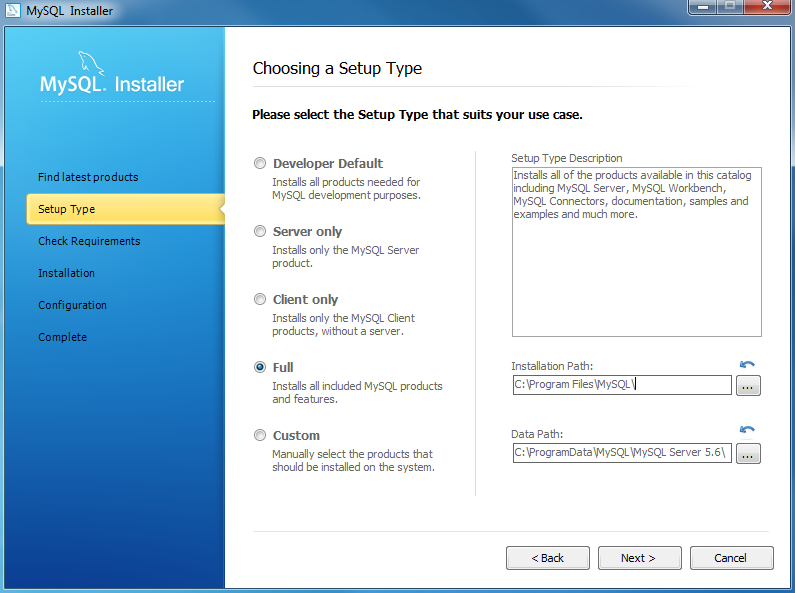 Install MySQL Step 5 - Choosing a Setup Type