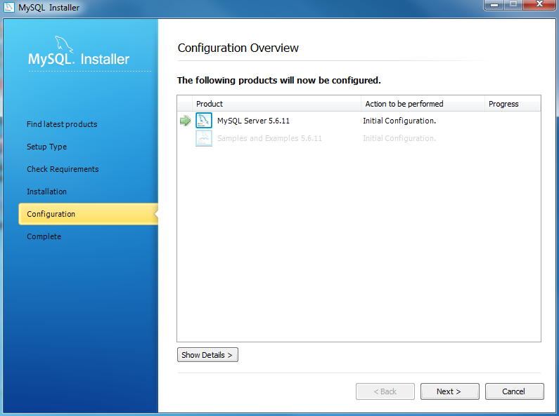 Install MySQL Step 8 - Configuration Overview 