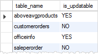 updatable views information_schema