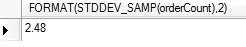 MySQL STDDEV_SAMP function