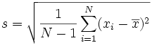 MySQL sample standard deviation formula