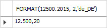 MySQL FORMAT de_DE locale