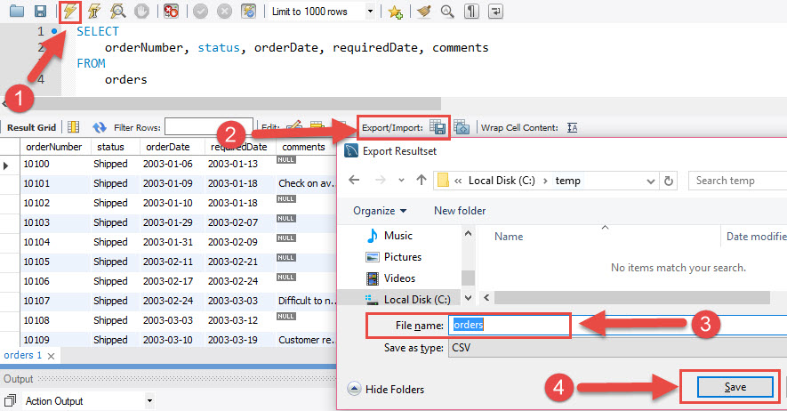 MySQL Export Table to CSV