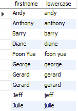 MySQL LOWER Function example