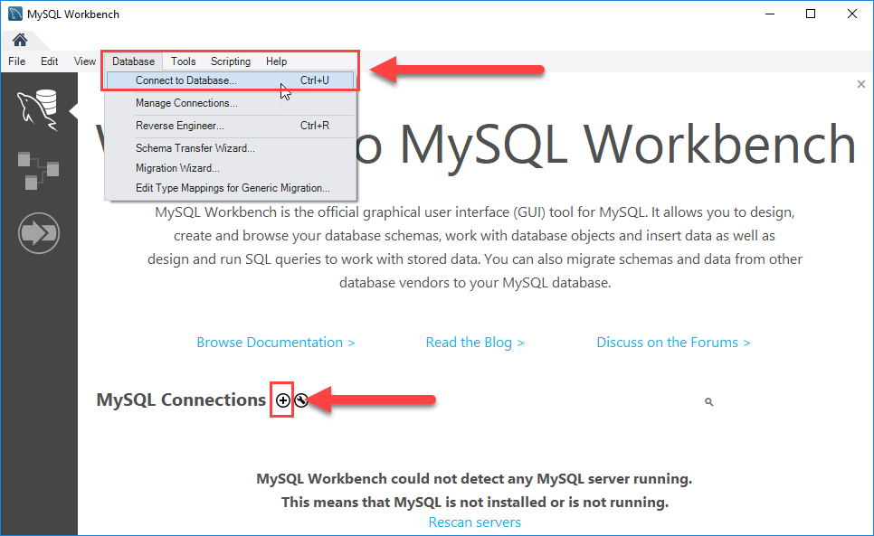 connect to mysql - mysql workbench step 1